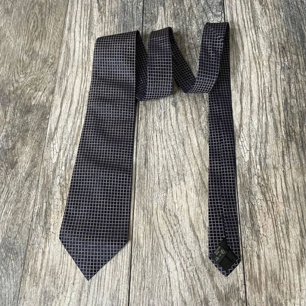 Ermenegildo Zelda Micro Plaid Italy Made Silk Neck Tie Blue Gold